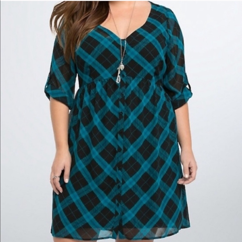 TORRID Sheer Plaid Dress